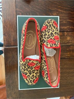 Stubbs & Wootton Kisses Jane Leopard Slippers Size 7